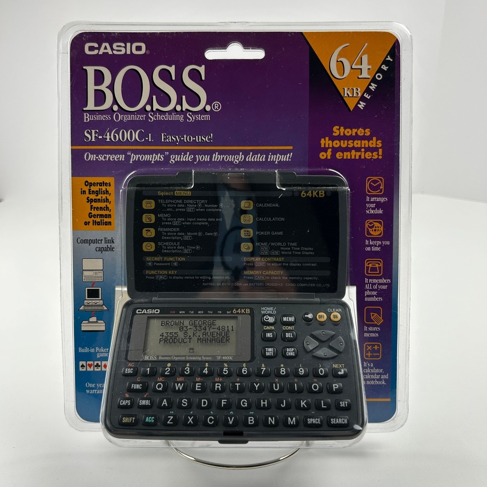 Vintage Casio BOSS SF-4600C-L Digital Business Organizer Sealed NOS 64KB PDA